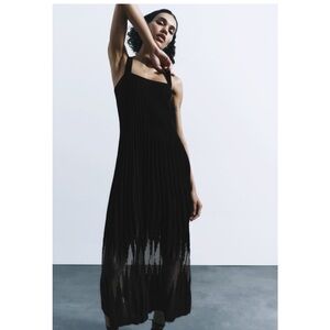Zara Black Straight neck dress with wide straps.